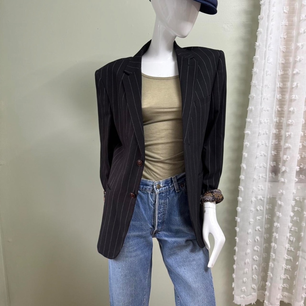 Vintage Slatl & Dean Pinstripe Blazer – Men’s Medium, Women’s Oversized Fit Des - Picture 4 of 8